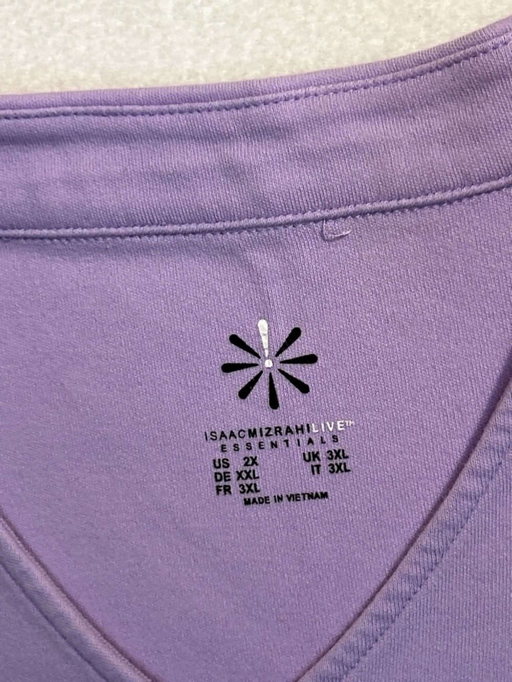 Isaac Mizrahi Live 2X Lavender V Neck Tee Shirt Plus Size Essential Basic Top - Picture 4 of 7